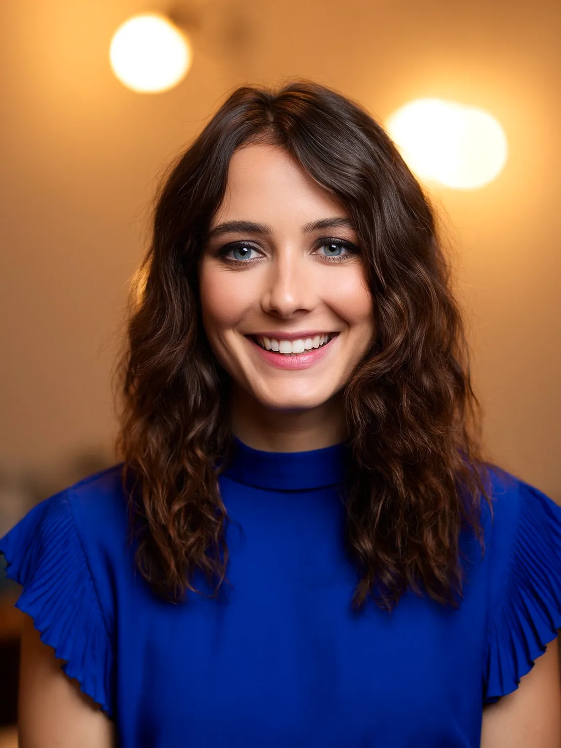 Shoulder-Length Layered Waves in Rich Espresso Brown